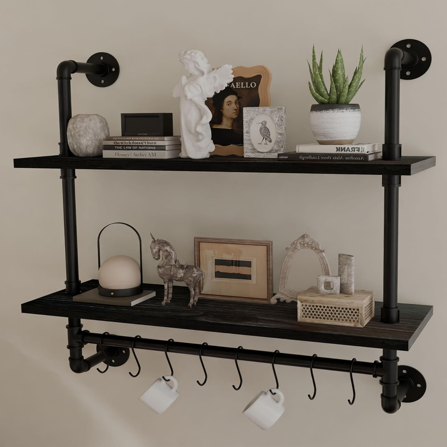 ROGMARS Industrial Pipe Shelving Pine Wood Floating Shelves for Wall, 30 inch Kitchen Wall Mounted Shelves Bathroom Shelves with Towel Bar Coffee Bar Shelf with Hooks for Living Room Bedroom ROGMARS Industrial Pipe Shelving Pine Wood Floating Shelves for Wall, 30 inch Kitchen Wall Mounted Shelves Bathroom Shelves with Towel Bar Coffee Bar Shelf with Hooks for Living Room Bedroom