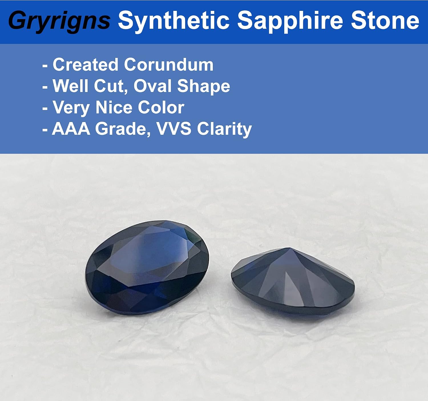 Oval Loose Synthetic Sapphire Stone Royal Blue Corundum Gemstone Cut Faceted 3A VVS (1.5cts, 8x6mm, 1Pcs)