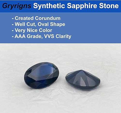 Miniatura 2 de Oval Loose Synthetic Sapphire Stone Royal Blue Corundum Gemstone Cut Faceted 3A VVS (1Pcs)