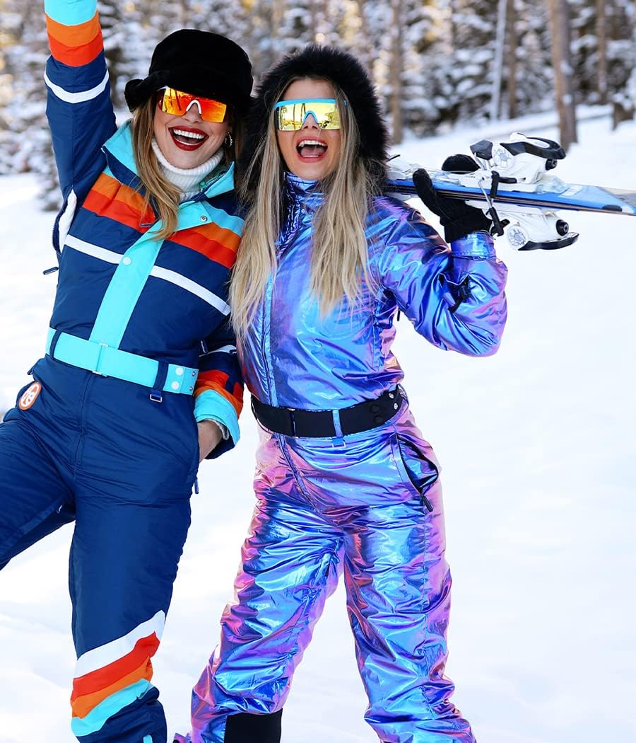 Tipsy Elves Snow Suits for Women - Retro Cute Women’s Insulated Ski Suit - Warm Waterproof Winter One Piece Outfit