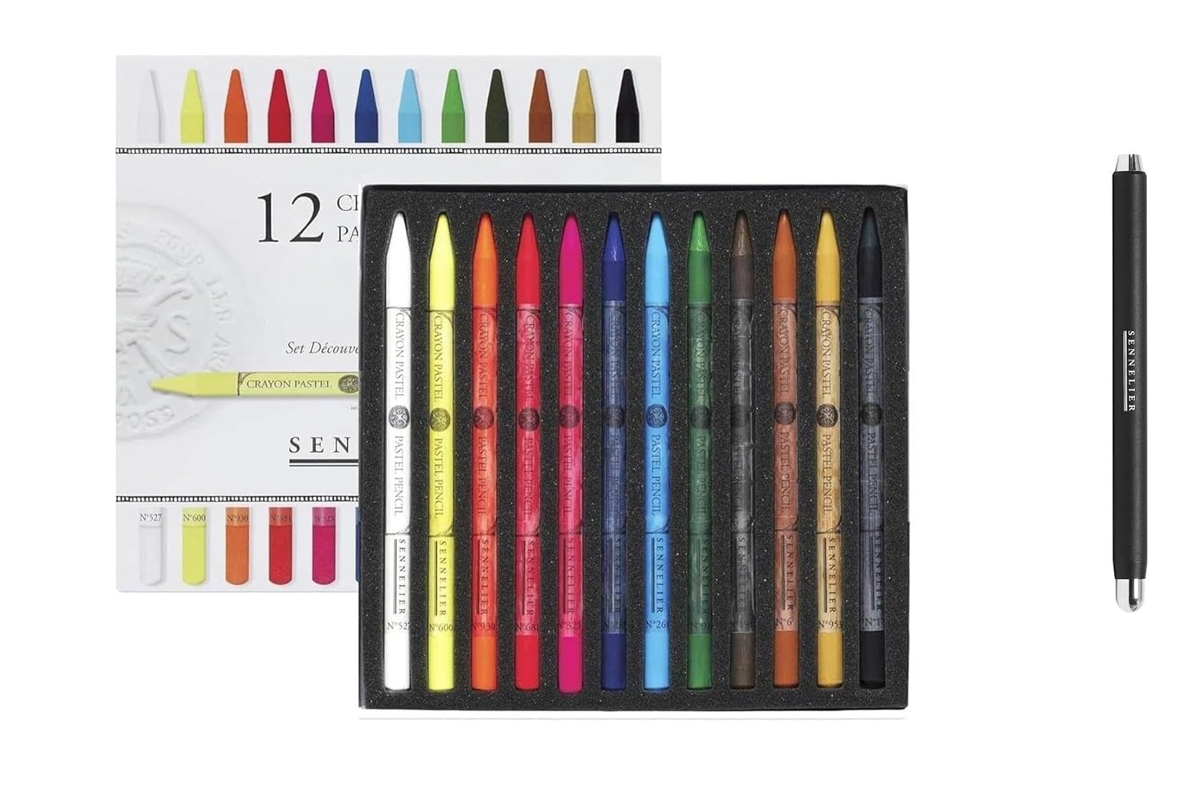 Sennelier 12 Crayons Pastel Secs Extra Fins et Porte-Crayon Pastel et 1 carte