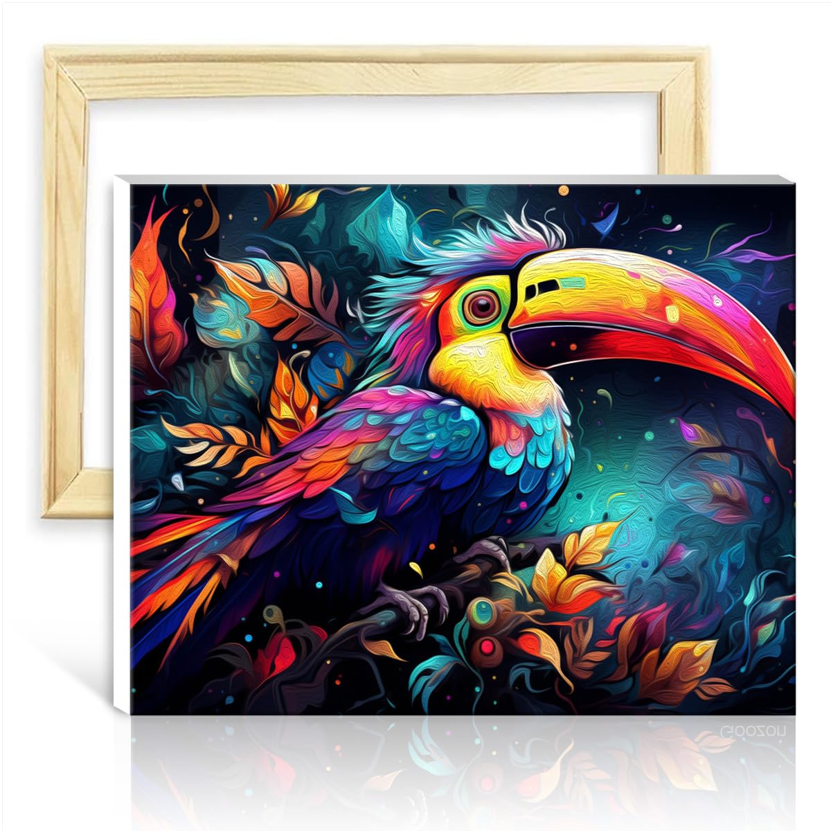 Tangfeiy As16 Toucans Paint By Numbers Kits Toucans Diy Digital Oil Painting Kits On Canvas With Brushes And Acrylic Pigment On Canvas Crafts Project No Frame(30X40cm)