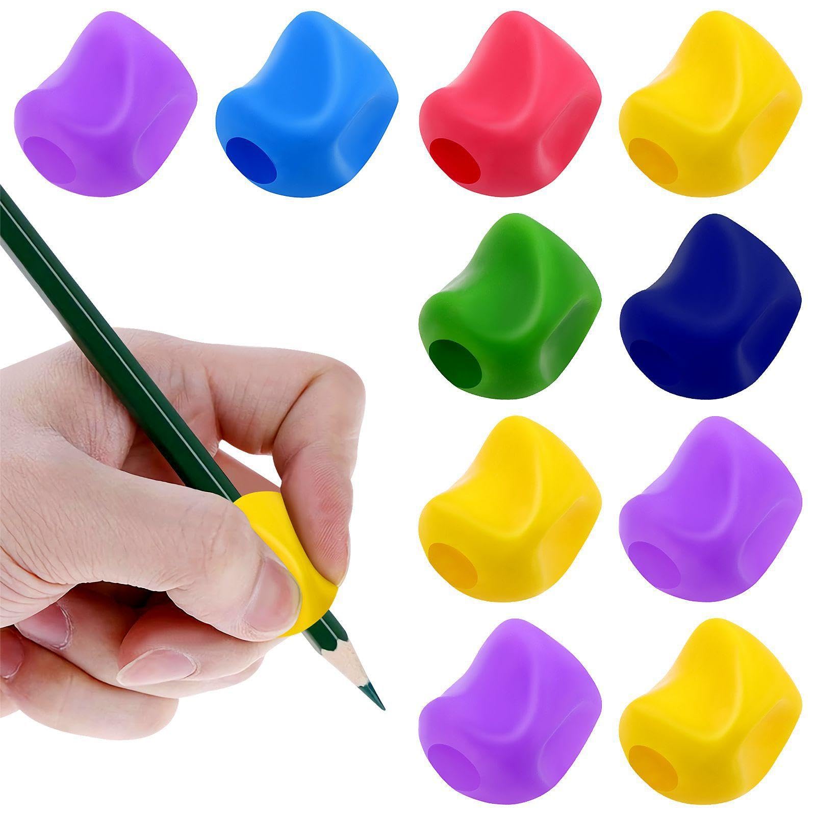 Mikily's 10-Pack Rubber Pencil Grippers for Kids and Adults Perfect for Handwriting Drawing and Education Left-Handed Friendly Assorted Colors