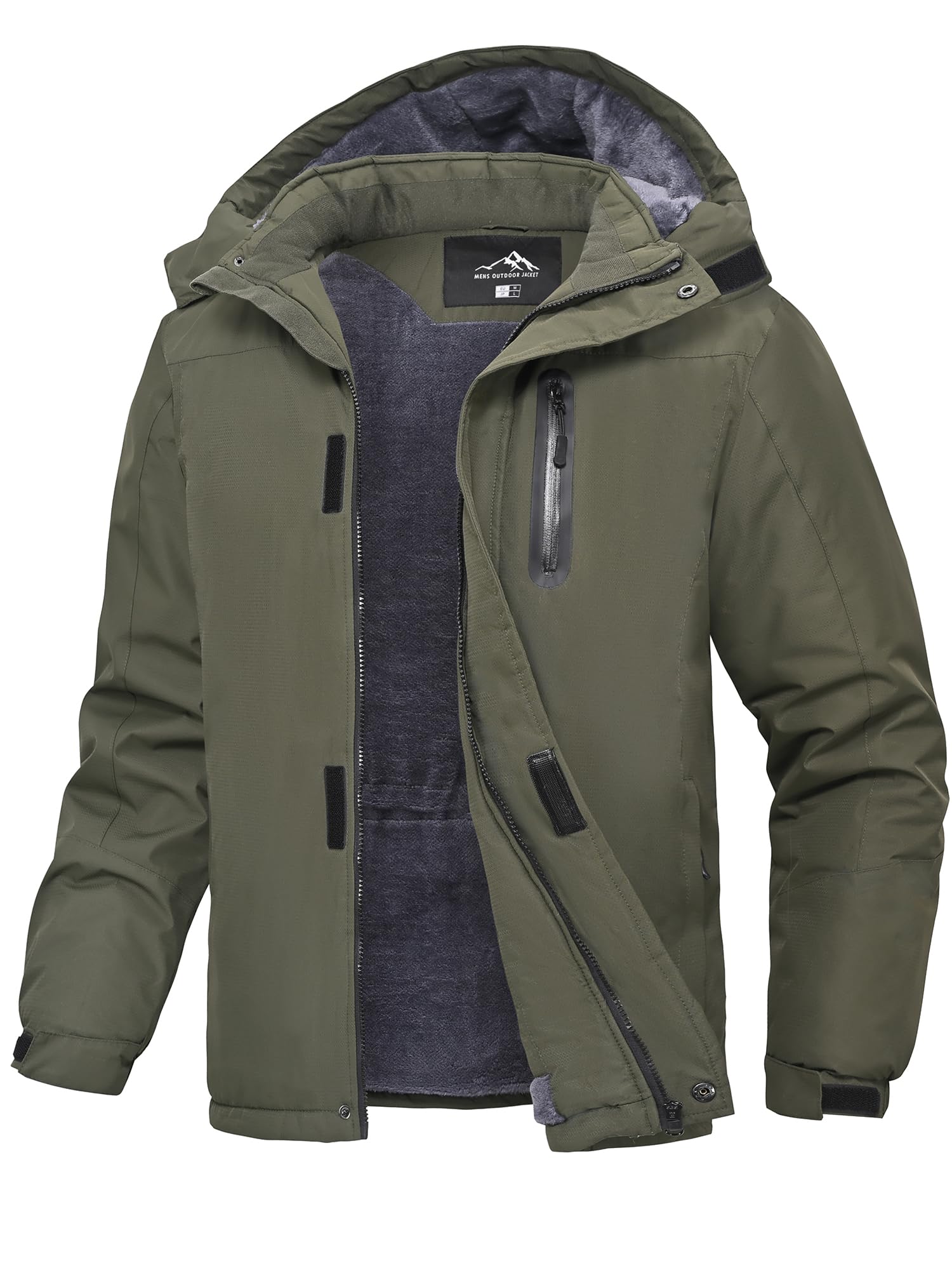 Peakwell Uomo Foderato Giacca Invernale Calda Jacket Impermeabile e Antivento Outdoor Giacchetta Funzionale da Sci con Cappuccio Staccabile