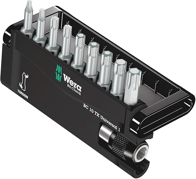 Wera 05056164001 Bit-Check Set 8167-9/TZ Torsion Extra-tough for Drill/Drivers, Metal Jointing, Torx TX8-40 10pc