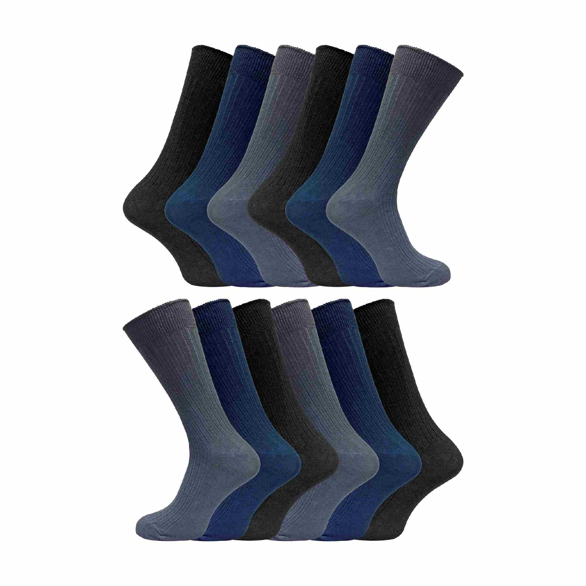 Sock Snob Men's Bng 12 Pair Multipack 100% Cotton Socks | | Ribbed Dress Socks | Size 6-11 & 11-14 (12-14, )
