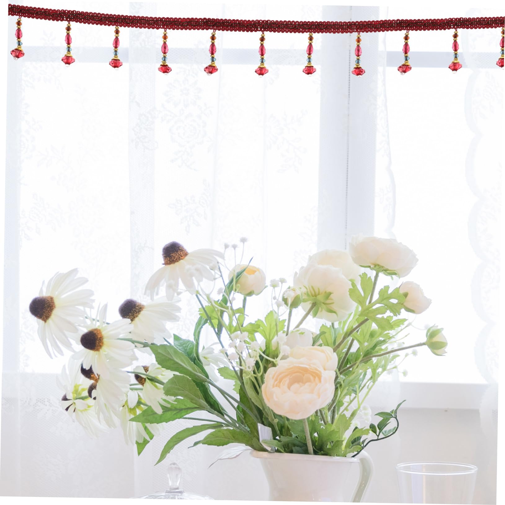 Angoily Frange à Paillettes Perles pour Rideaux Accessoire Décoratif de Jujube pour Projets Diy Environ Mètres