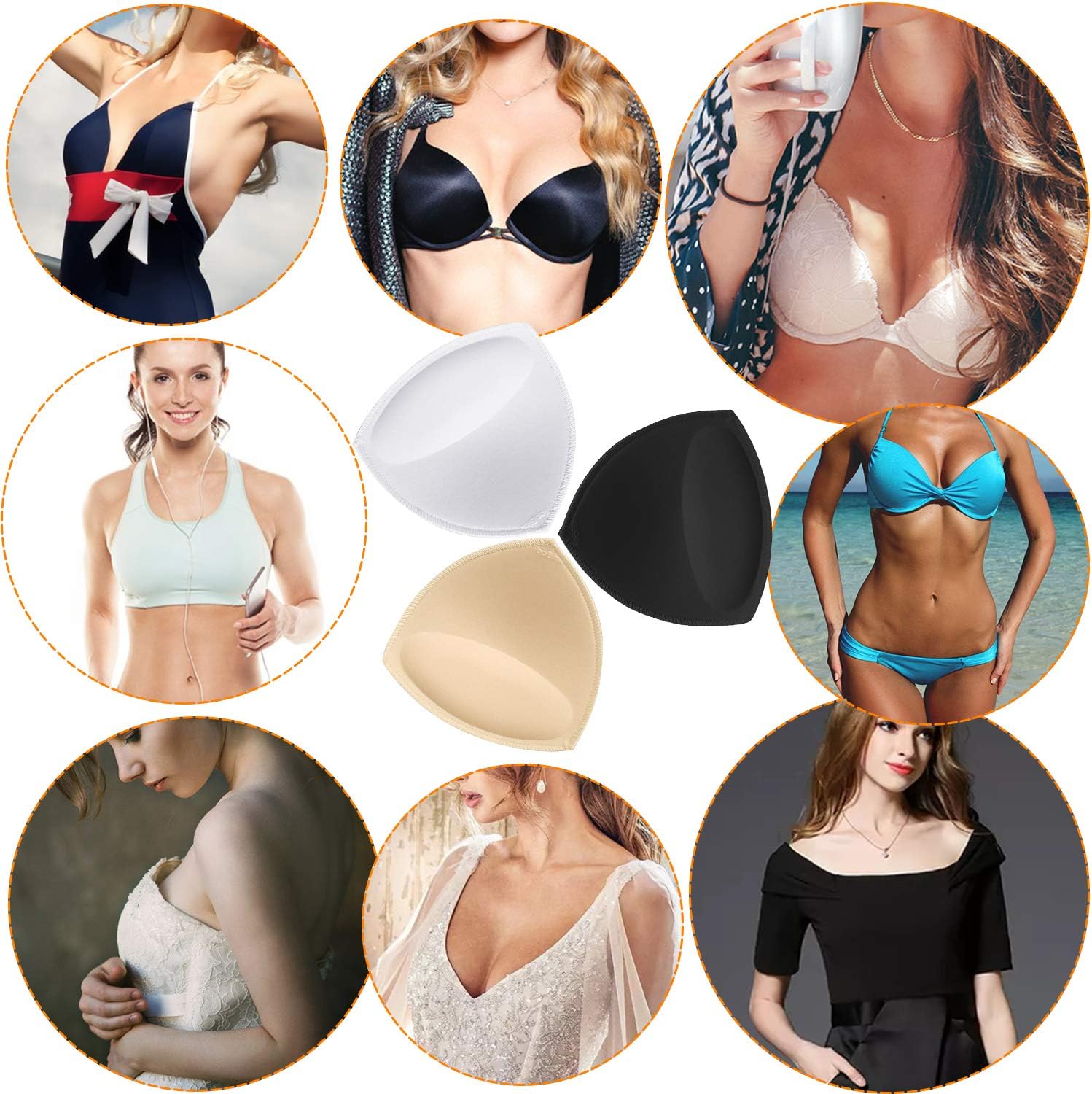 TopBine Bra Pads Inserts Women's Sports Cups Removable Bra Replacement Insert for Bikini Swimsuit - Image 7