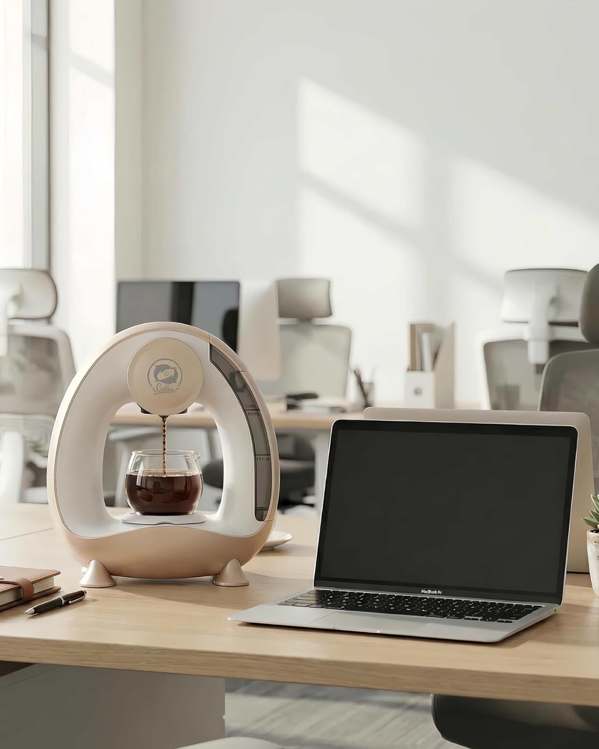 i Cafilas Mini Machine à Café Électrique, Cafetière 2-en-1 pour Café Moulu et Thé, Chauffage Rapide 20 s, Café Prêt en 2 min, Compacte pour Petit Espace, Champagne