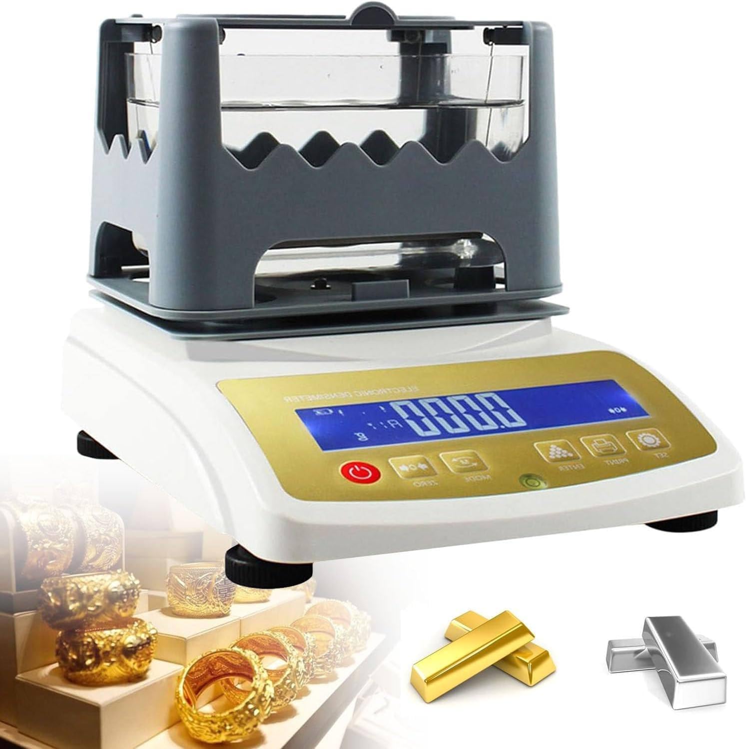 Gold Density Meter,300-1200g Precious Metal Gold Purity Tester,High Precision Gold Testing Analyzer Machine for Jewelry Industry Bank Pawn Industry Gold Precious Metal Research Lab NoPrinter-XF3203K