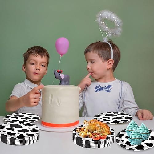 Miniatura 6 de 50 platos con estampado de vaca, platos de papel de vaca de 9 pulgadas, suministros de fiesta de safari en la selva, platos de fiesta con temática