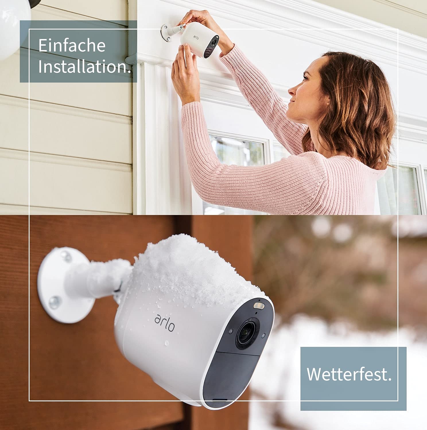 Arlo Essential Spotlight 4 Kameras WLAN Überwachungskamera aussen, kabellos, 1080p, Farbnachtsicht, Bewegungsmelder, 2-Wege Audio, kein Hub benötigt, mit Arlo Secure Testzeitraum, Weiß, VMC2430