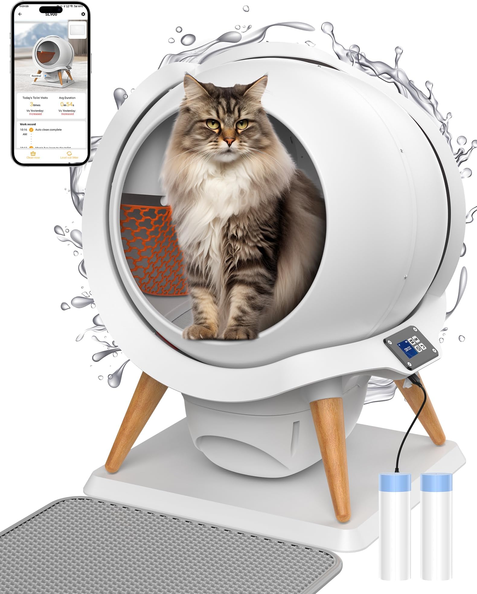 PaWz Smart Cat Litter Box Automatic Self-Cleaning with App Remote ...