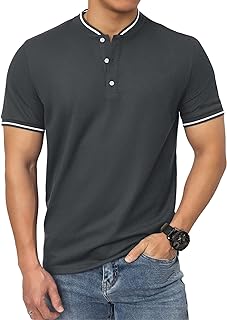 Classic Collarless Cotton Pique Polo T-Shirt for Casual & Golf Wear