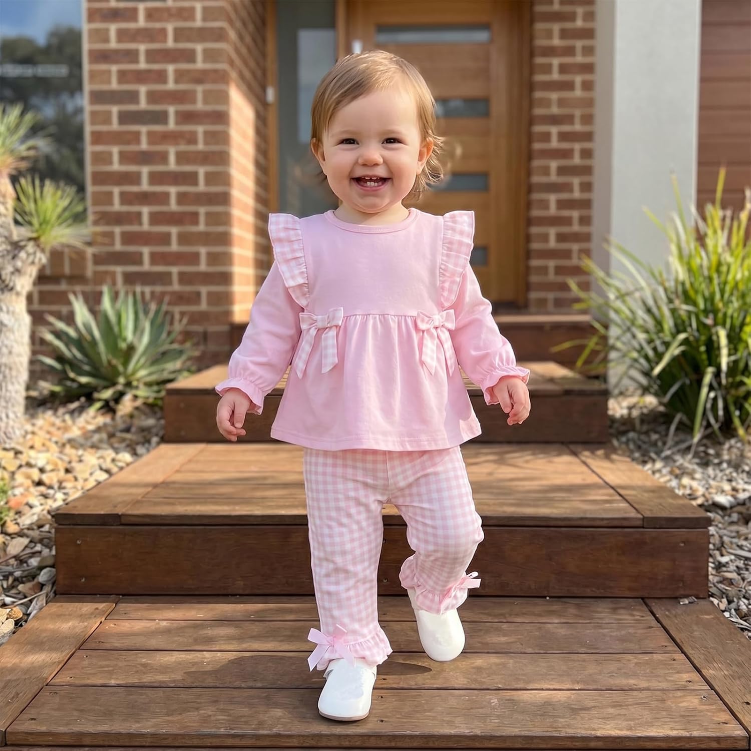 Toddler Baby Girl Fall Clothes 2Pcs Ruffle Plaid Winter Outfits | Baby Girl Clothes Toddler Girl Outfits Long Sleeve Ruffle Shirt Pants Cute Infant Outfit Set Baby Girl Fall Winter Clothes