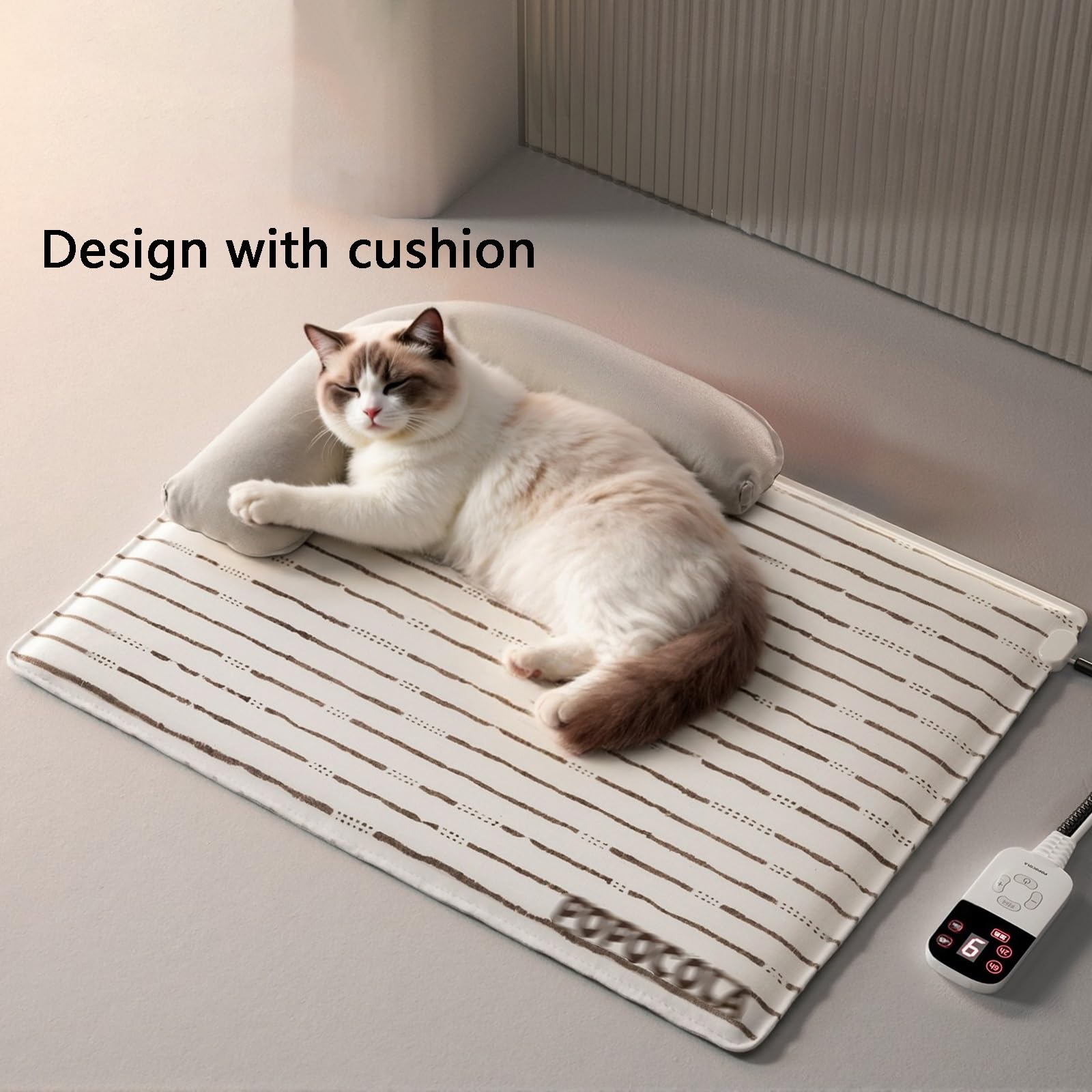 Esterilla Térmica para Mascotas con Almohada, Manta Termica Gatos, Control de Temperatura Inteligente, Impermeable y Duradera, para Gatos, Perros y Otras Mascotas(Large)