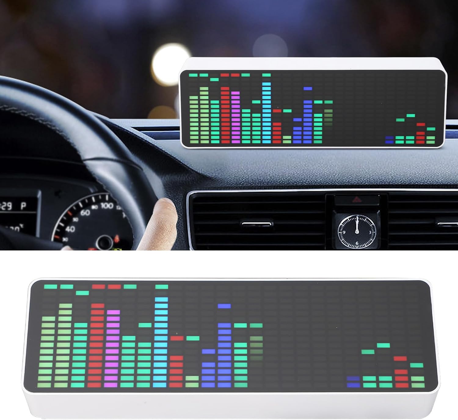 RGB LED Music Spectrum Display, Voice Sensor Pickup Analyzer with Alarm Clock, 384 LEDs 20 Dynamic 7 Colors, for Home Party Gaming, USB 5V