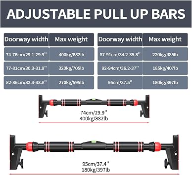 Doorway Pull Up Bar, Freestanding, Door Workout Equipment, Home Gym, No Screws Required, Adjustable Width