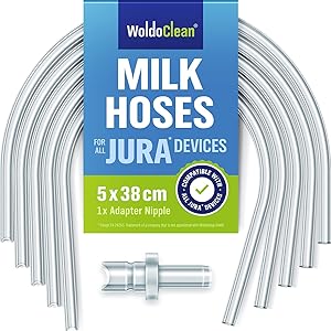 Manguera de leche 5 x y boquilla de conexión 1 x para cafeteras automáticas – Compatible con máquinas automáticas Jura Impressa Giga Ena