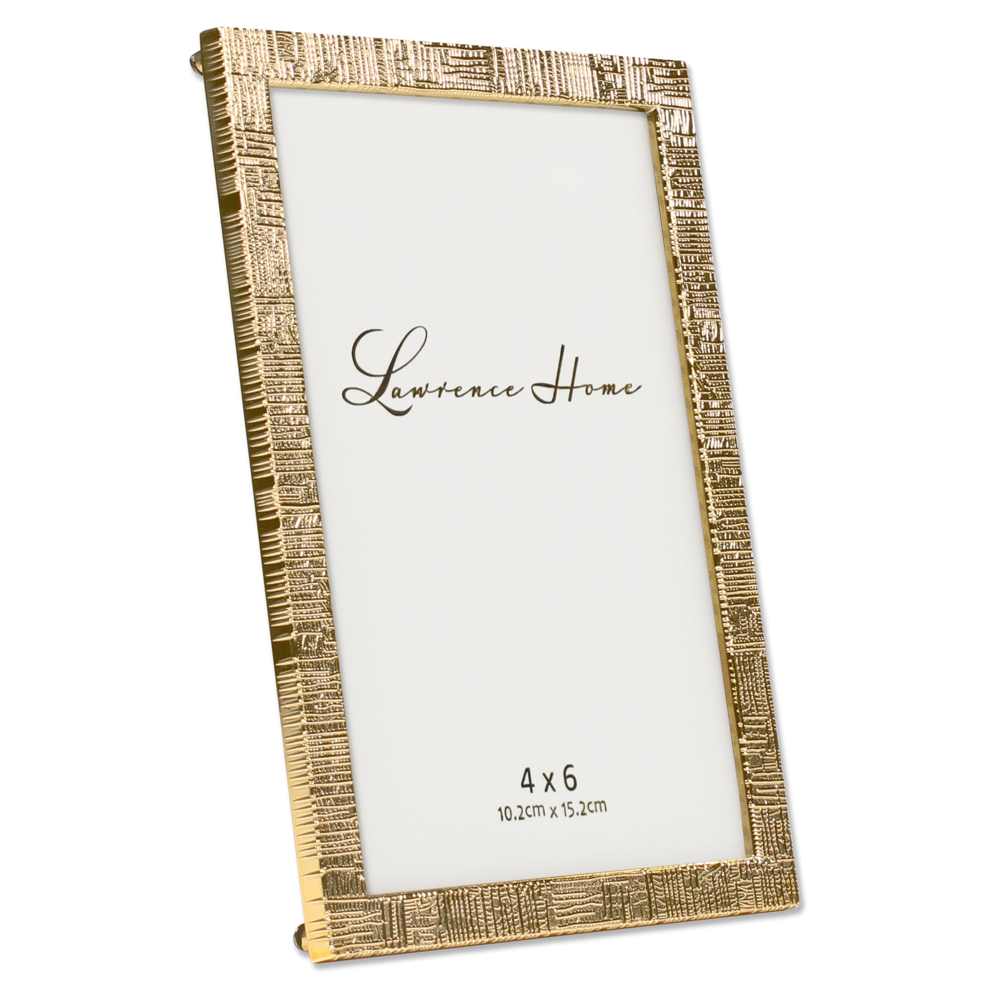 Lawrence Frames 712346 Metall-Bilderrahmen mit Leinenmuster, 10,2 x 15,2 cm, goldfarben – Ansicht 2