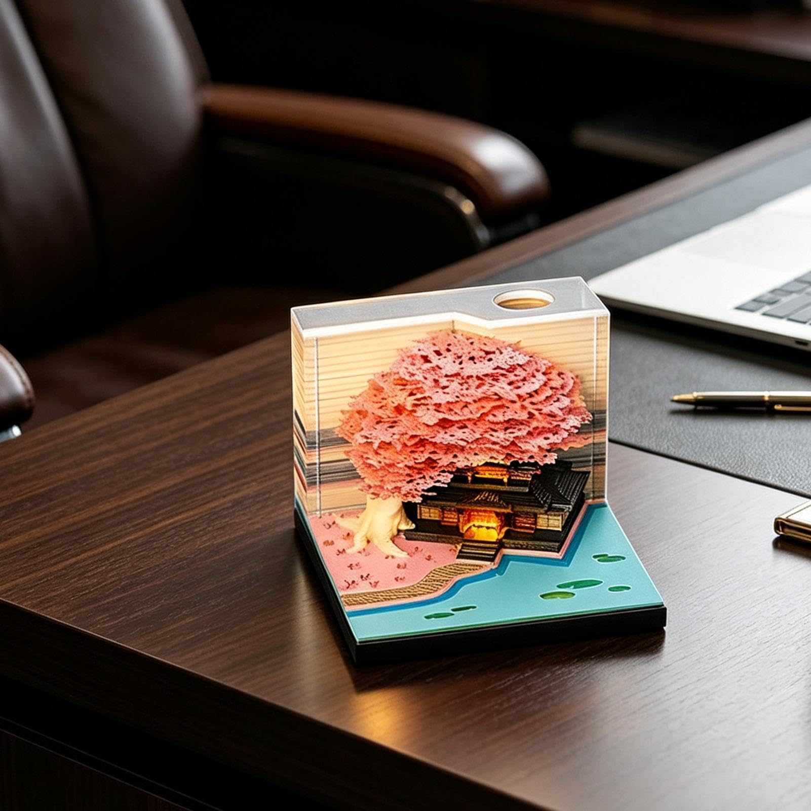 3D-Memo-Kalender 2027 3D Desktop LED Beleuchtungszeitmesser Schnitzerei | Abreißbarer Dekorationskalender für Zuhause Schule Wohnheim Wohnung Schlafzimmer Wohnzimmer und Bücherregal
