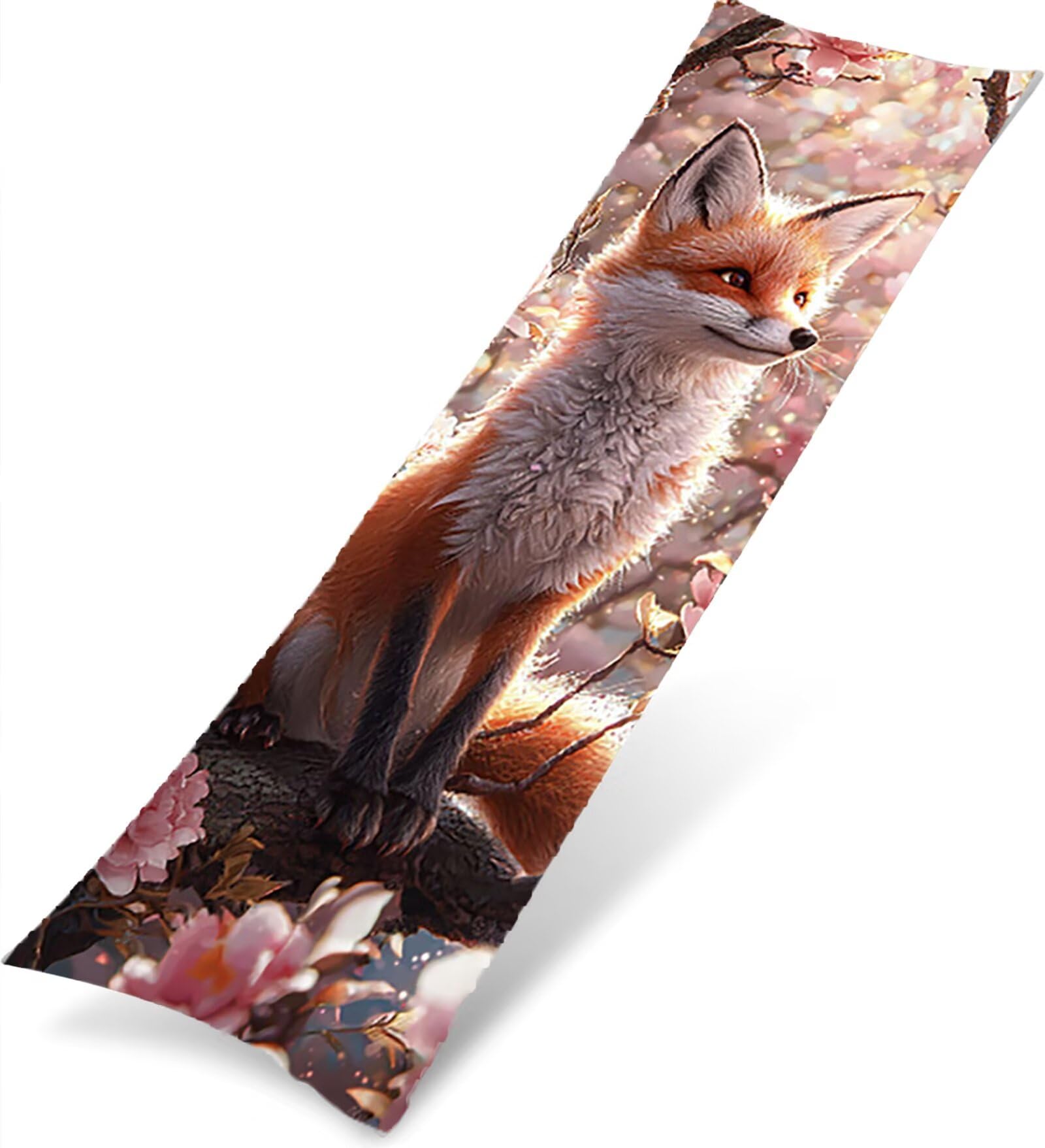 Poszewki na poduszki długie 60 x 180 cm, aksamitna poszewka na poduszkę do ciała, niewidoczny zamek błyskawiczny, miękka oddychająca długa poszewka na poduszkę, prezenty dla kobiet, kwiat lis 1 K0Z