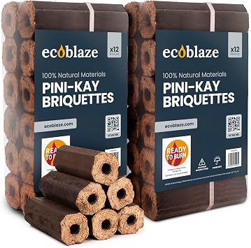 Ecoblaze Pini Kay 2x10kg Fire Logs for Wood Burner, Heat Logs, Firewood, Firelogs, Fire Wood for Log Burner