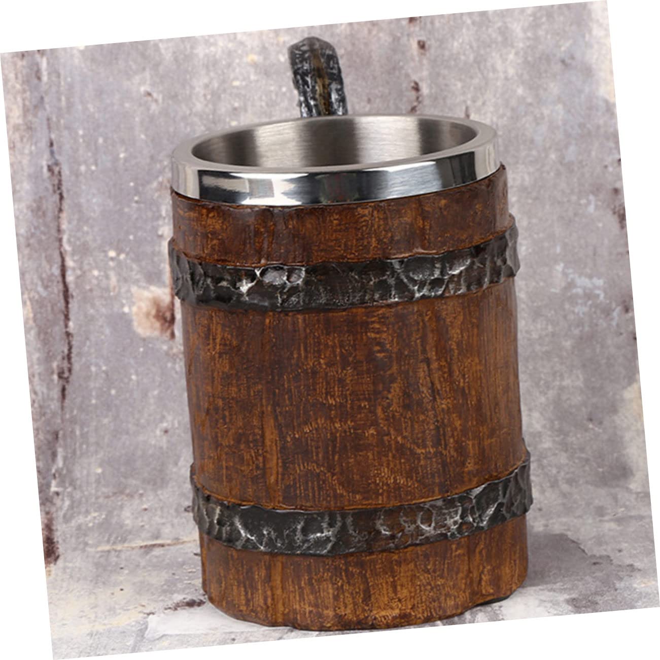 Cabilock 3 Piezas jarra de cerveza de barril de madera térmico botella de agua jarra cerveza original Jarra de cerveza especial taza con diseño de barril tazas portátiles Acero inoxidable
