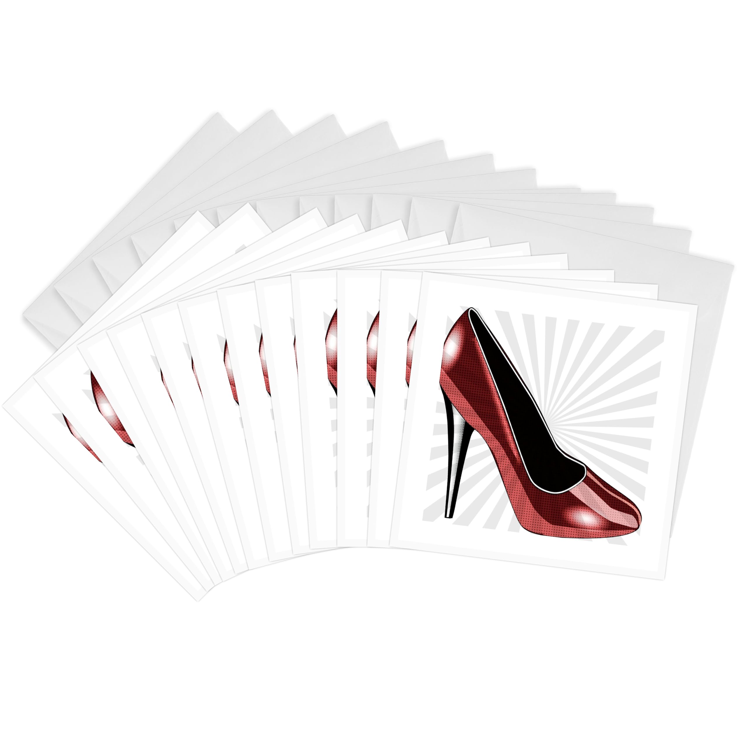 Greeting Cards - Dotted Red High Heel - Fashion - Shoes - Art - 12 Pack - PS Creations