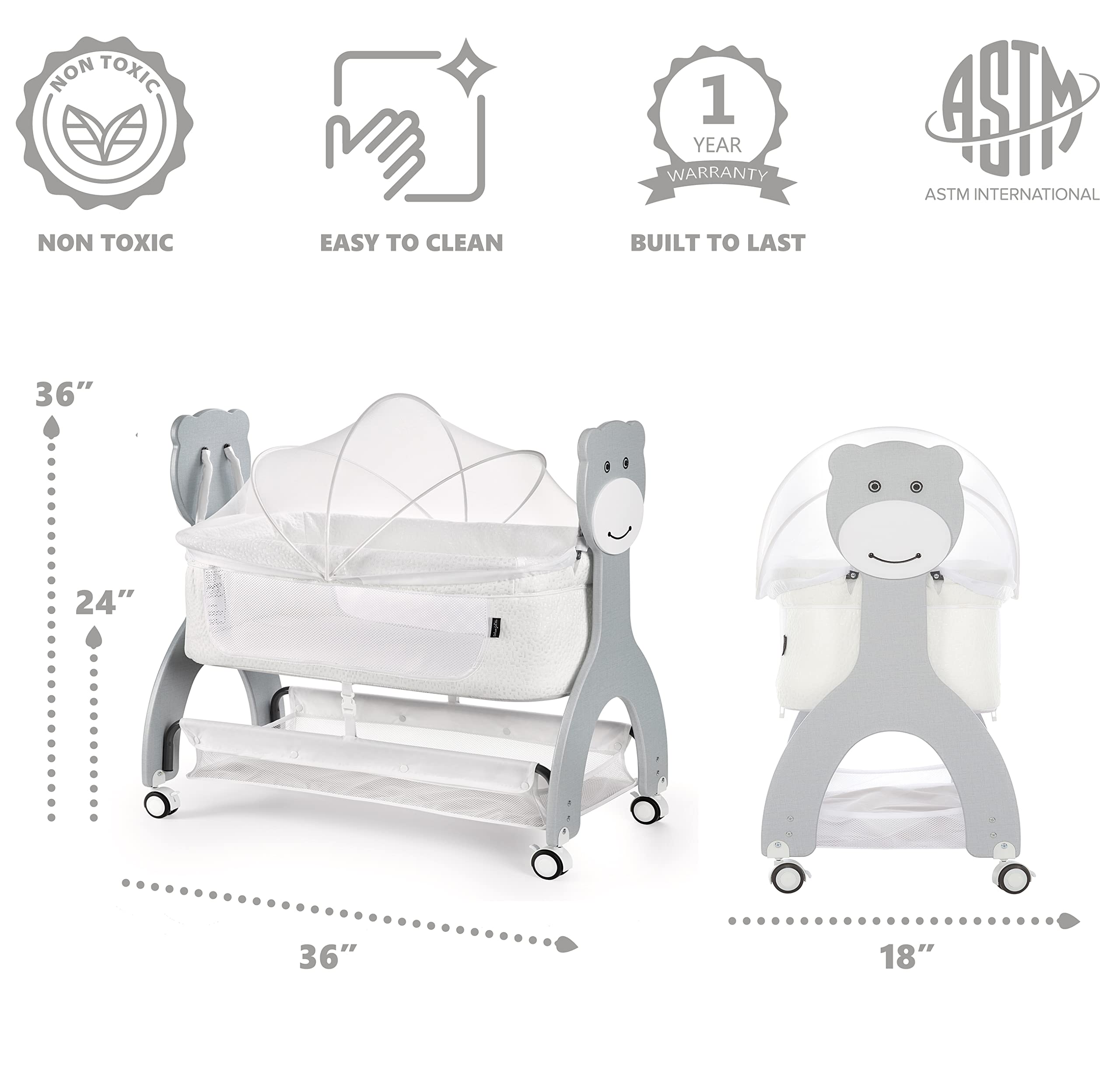 Dream on Me Cub Portable Bassinet in White