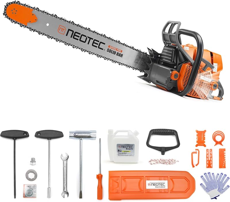 NS892V1 92cc Gas Powered Chainsaw 36-Inch Bar & Chain 5.2KW 7HP 2-Cycle Engine Heavy-Duty Forestry Saw for Big Wood Cutting, Professional Grade Compatible with MS660 G660 Parts