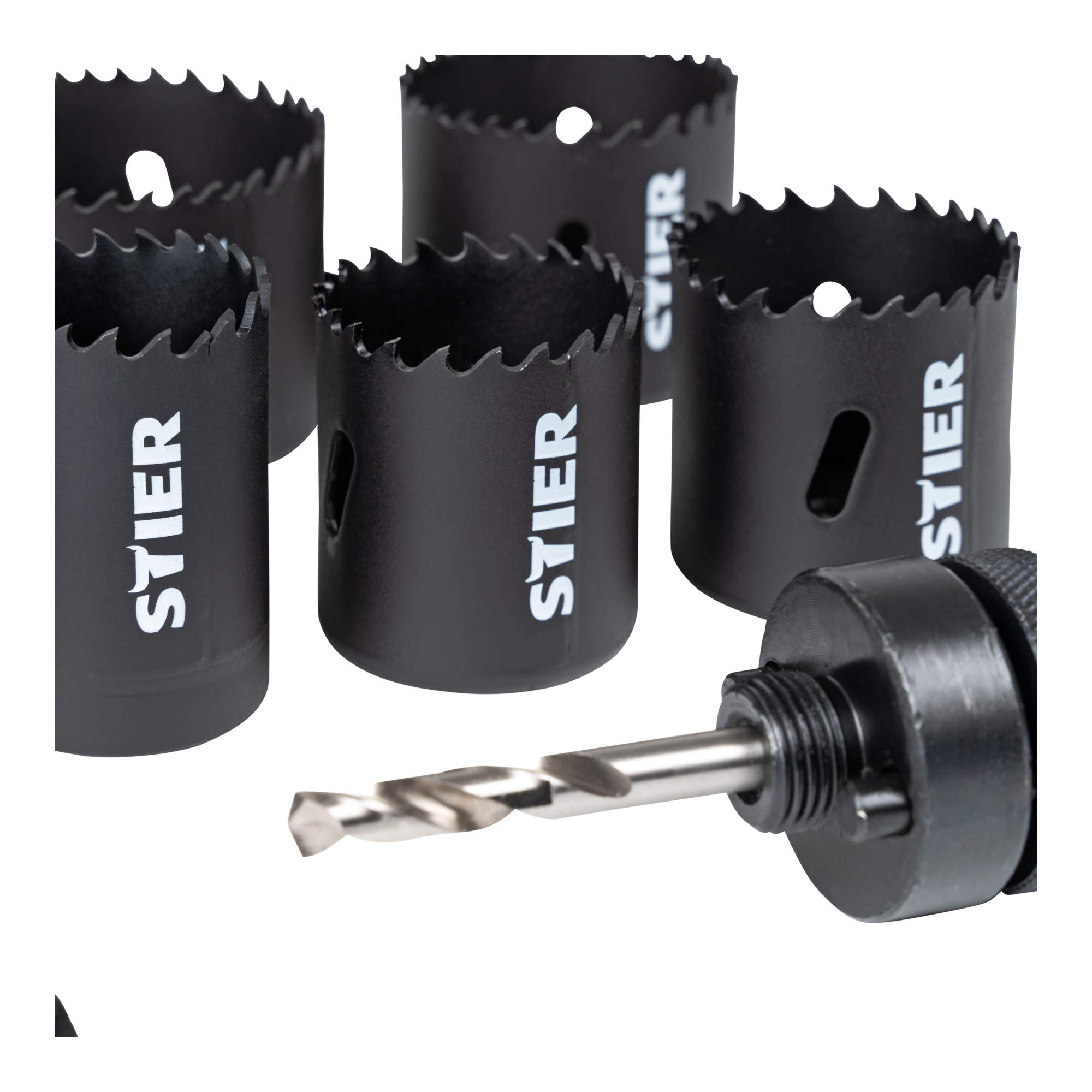 Set di seghe da traforo STIER HSS-Co8 bimetallo, 17 pezzi (20, 22, 25, 32, 35, 40, 44, 51, 60, 68, 76 mm), set di seghe da traforo, set di seghe circolari a tazza