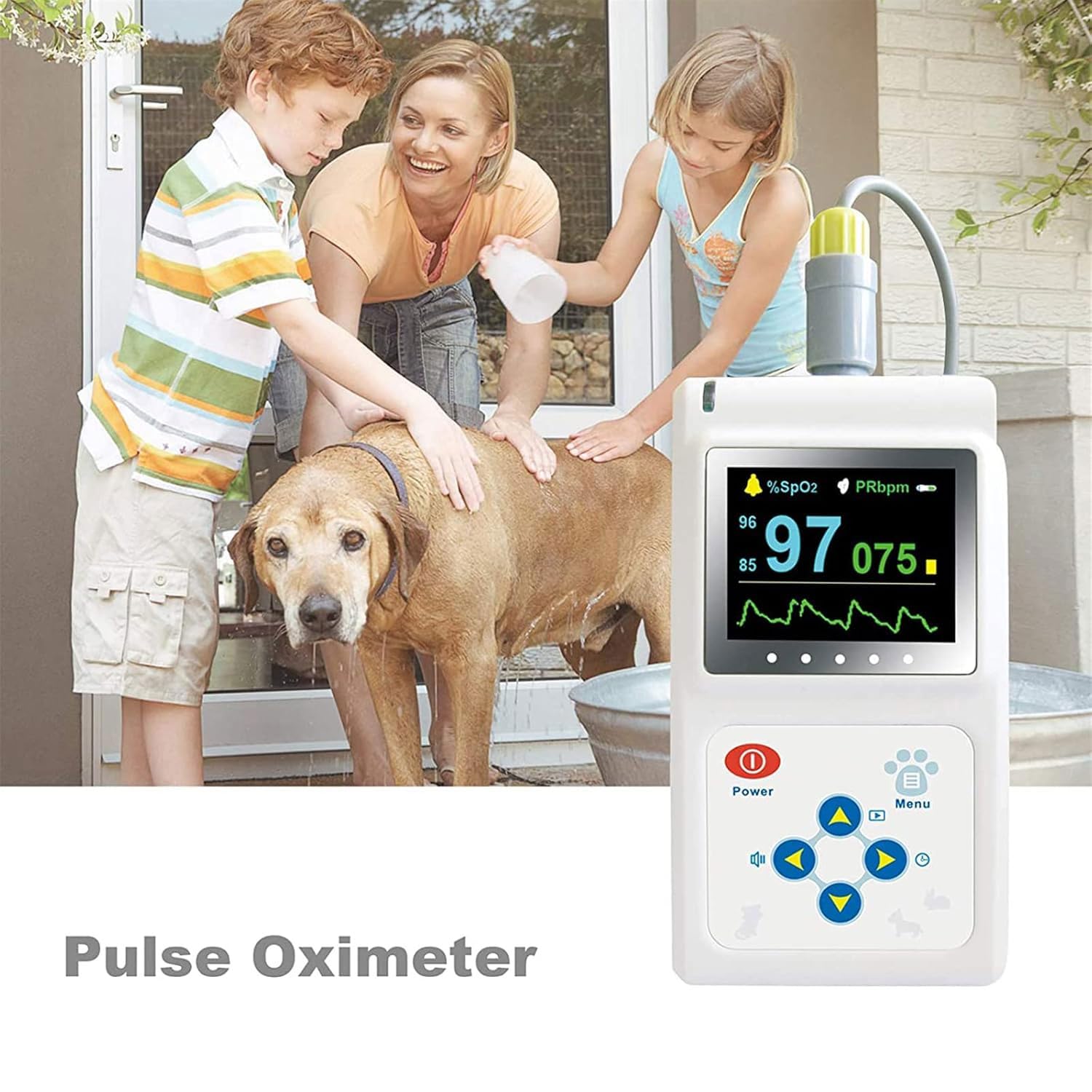 JOSBY 1,8-Zoll-Veterinär-Pulsoximeter, tragbares Veterinär-Pulsoximeter Tierarzt SPO2-Pulsfrequenzmonitor Ohr/Zunge, 30 BPM ~ 250 BPM PR-Messbereich, für Familie, Tierklinik, Tiere, Katzen, Hunde