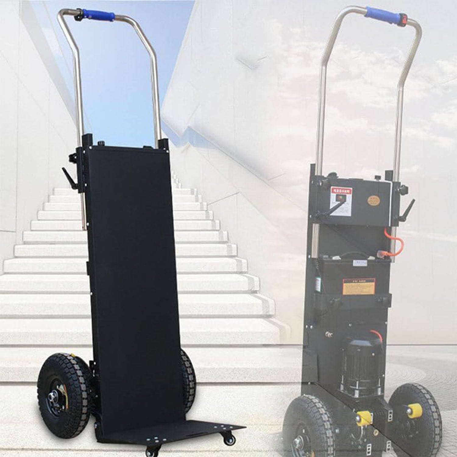 IQOAIJ 1500 W Electric Trolley for Climbing Stairs Electric Stairs Electric Hand Trolley Stepper Folding Stairs Load 400 kg Removable Battery,01