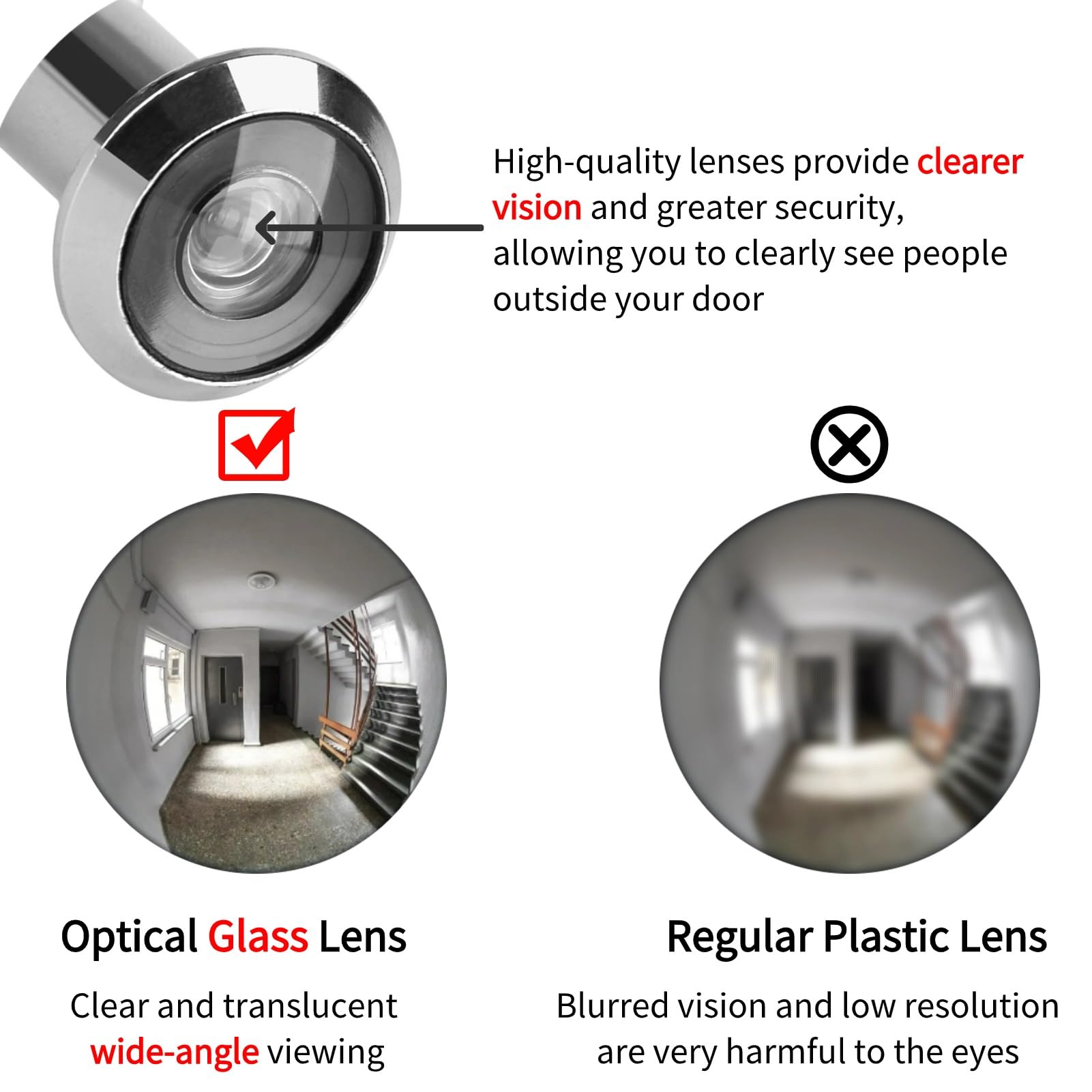 220 Degree Wide Angle Home Security Spy Hole Optical Glass Door Scope Viewer With Privacy Cover (Oro - View #4