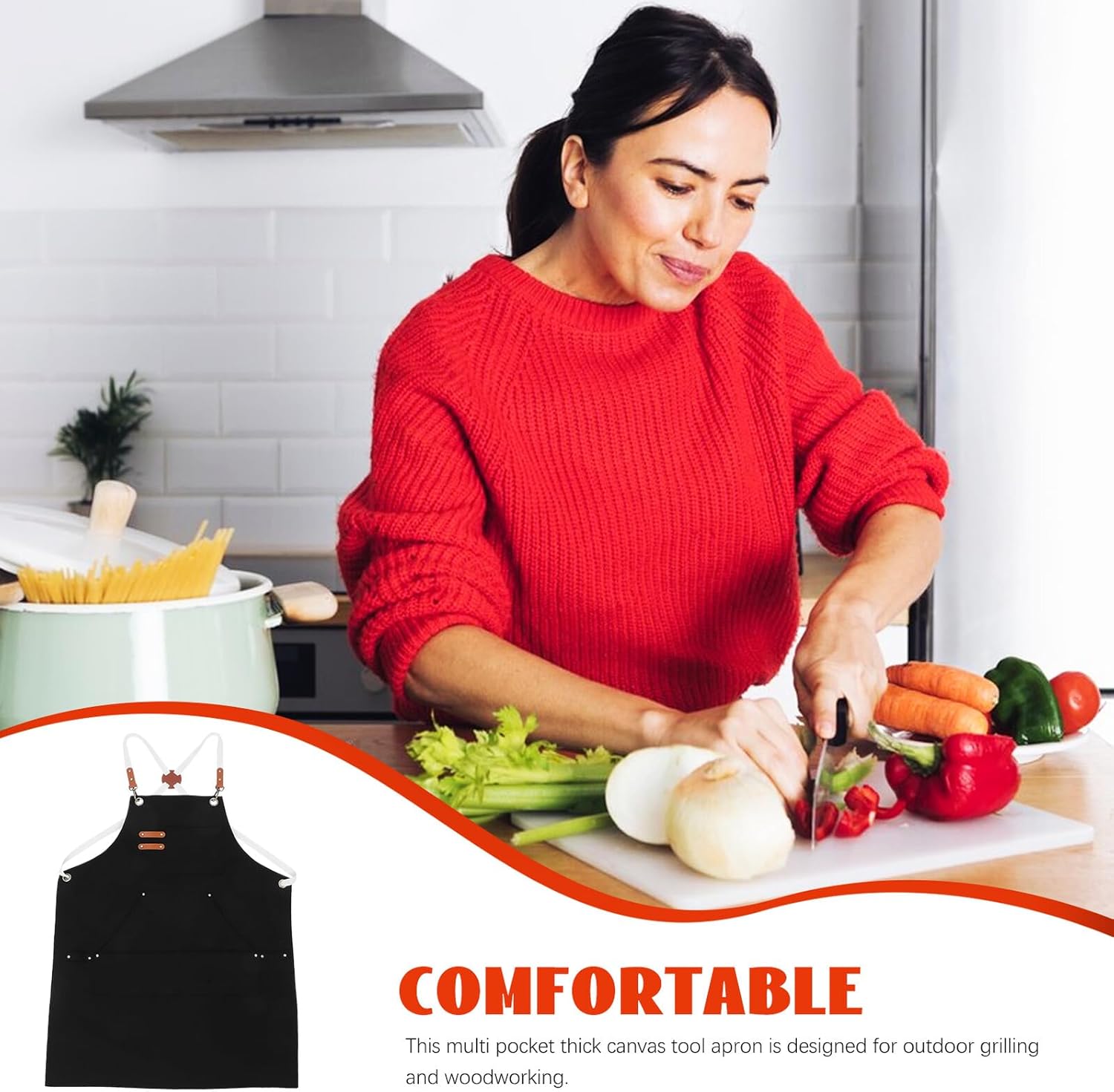 Canvas Tool Apron with Multiple Pockets Heavy Duty Thick Fabric Grill and Woodworking Apron for Men for Outdoor Use