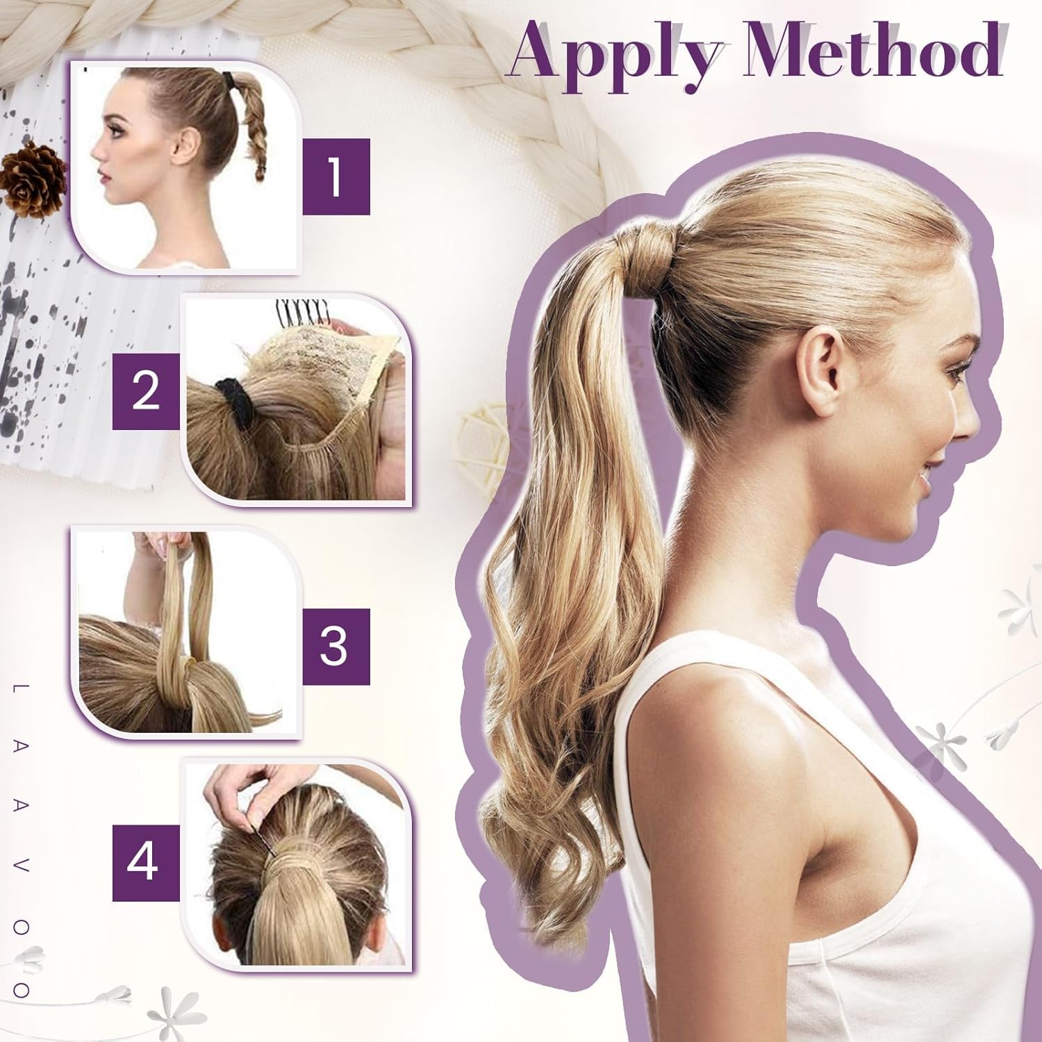Amazon.com : LaaVoo Ponytail Extension Human Hair Brown  display picture 2