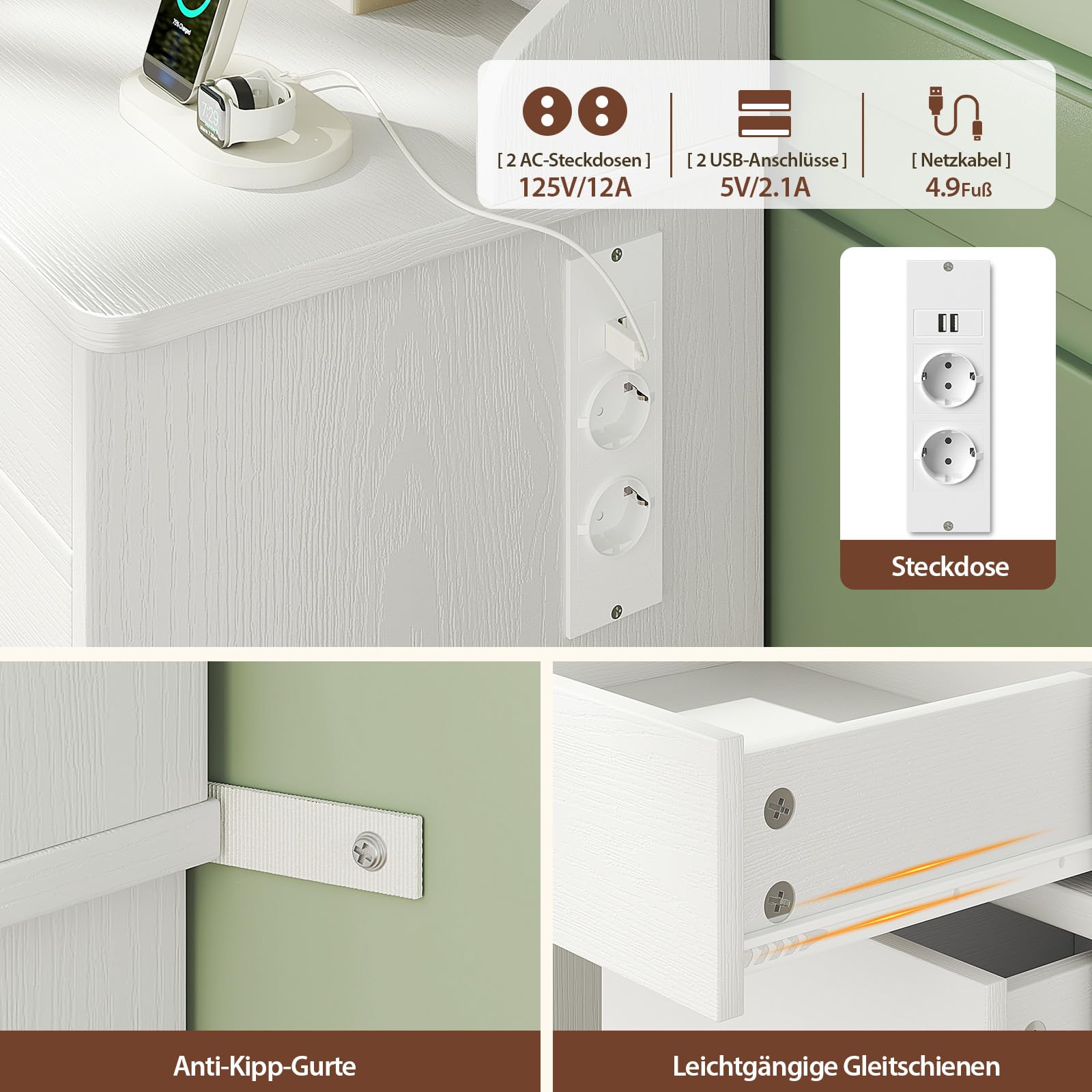 Dripex Coiffeuse avec éclairage, Coiffeuse Moderne avec 11 tiroirs, Grand Miroir LED de 110 cm et Prise électrique, luminosité réglable, pour Chambre à Coucher et Dressing, Blanc