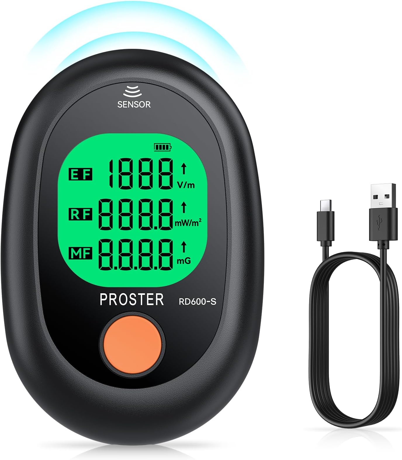 Proster USB-C Rechargeable EMF Meter, 3 in 1 Electromagnetic Field Detector for EF RF MF, 5G&WiFi Radiation Tester EMF Reader with Alert & Tri-Colour Real-Time Display for Home Safety & Ghost Hunting
