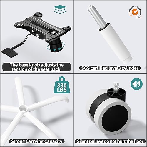 Miniatura 8 de TRALT Silla de oficina Silla de escritorio ergonómica con soporte lumbar ajustable, silla de computadora de malla, sillas ejecutivas para oficina