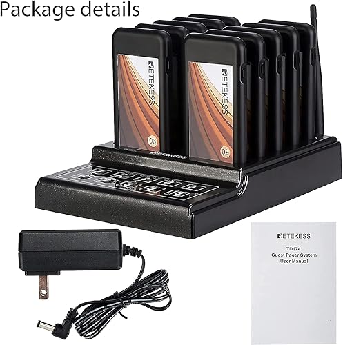 Miniatura 7 de Retekess TD174 - Sistema de zumbador de restaurante, localizador de espera de restaurante, juego con vibración, intermitente y zumbador,