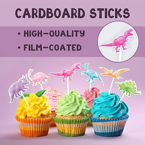 Vista 104 de WERNNSAI 36 decoraciones para tartas de dinosaurio, decoraciones de cumpleaños de dinosaurio, decoración de cupcakes de dinosaurio, decoración