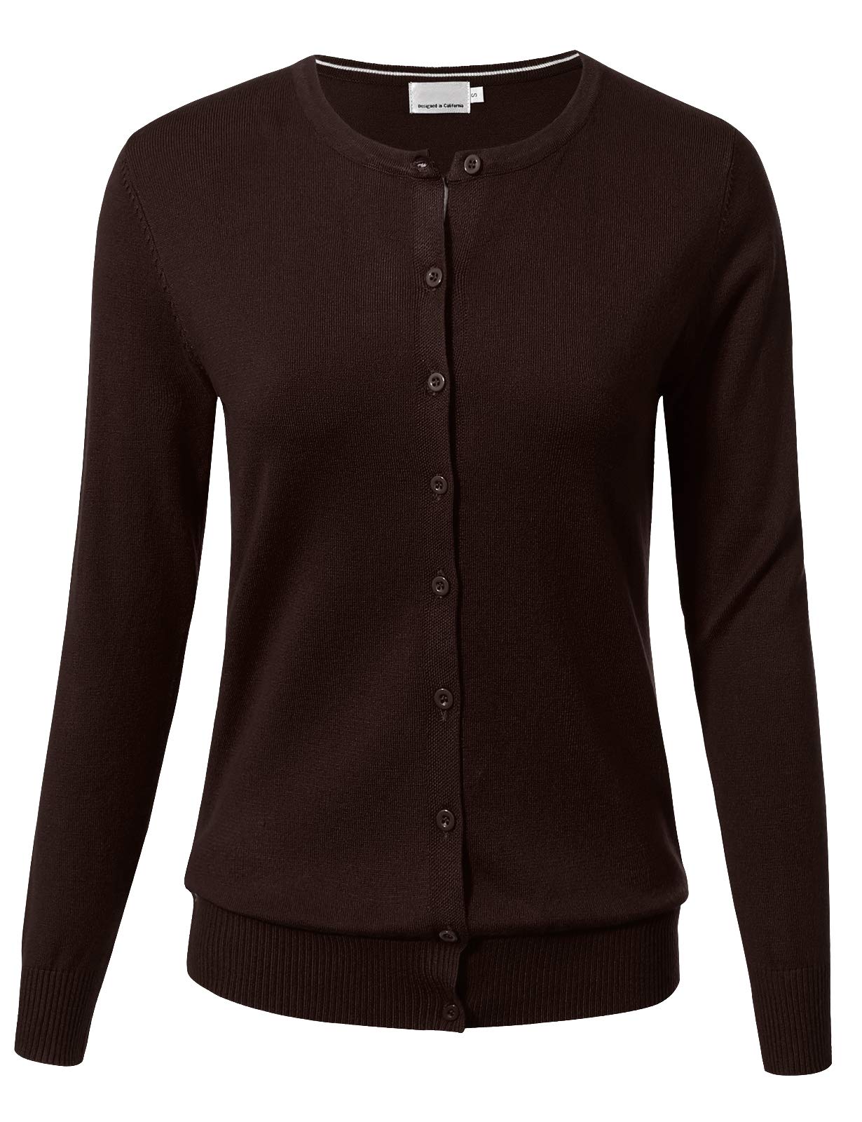 Allsense Women's Long Sleeve Button Down Lightweight Crewneck Knit Cardigan Sweater