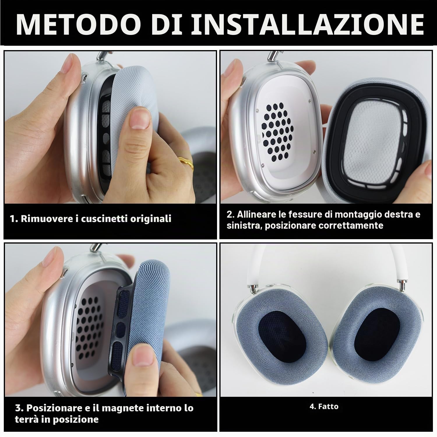 umvowuxa Cuscinetti auricolari di ricambio per cuffie AirPods Max, con pelle proteica più morbida e memory foam per isolamento acustico (verde umvowuxa Cuscinetti auricolari di ricambio per cuffie AirPods Max, con pelle proteica più morbida e memory foam per isolamento acustico (verde