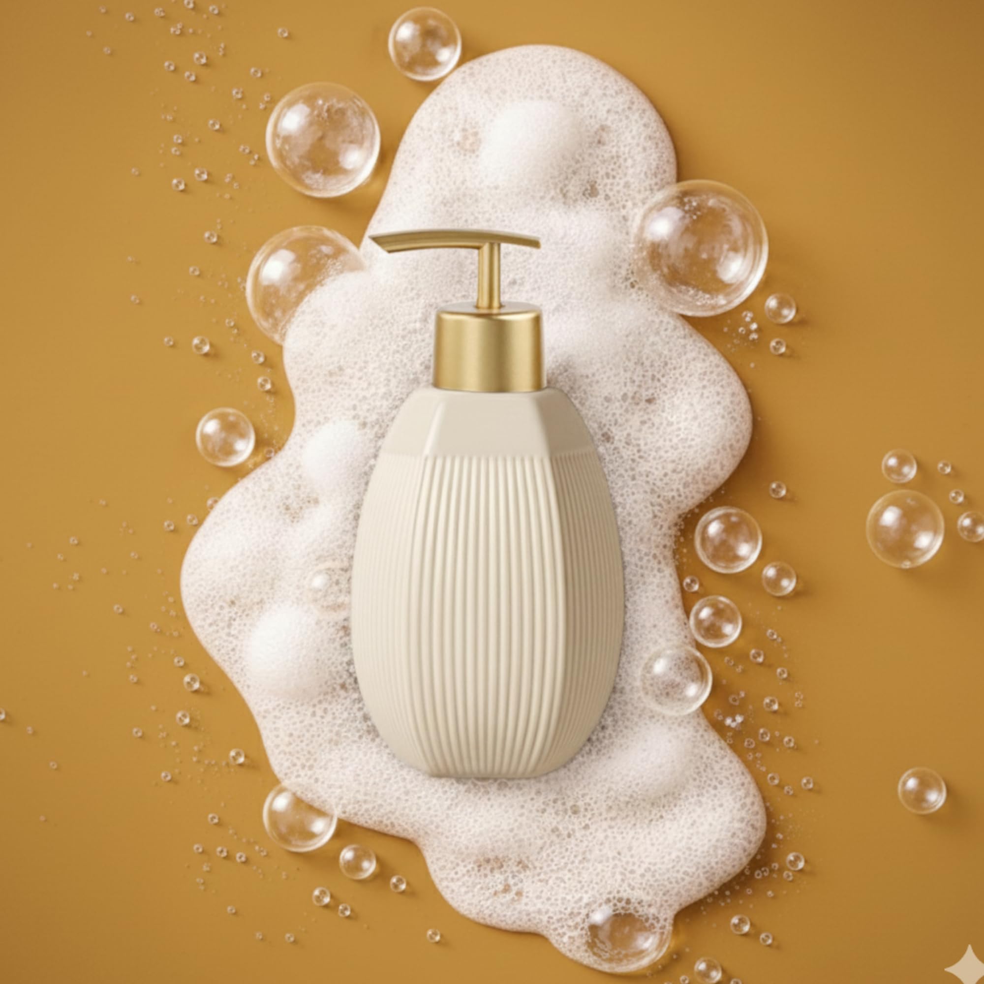 Ceramic Soap Dispenser for Wash Basin - Handwash Dispenser Bottle - Leak-Proof Design with Silver Glossy BPA-Free Pump, Penso, Beige,SoapDispenser_Penso_Beige-image-49