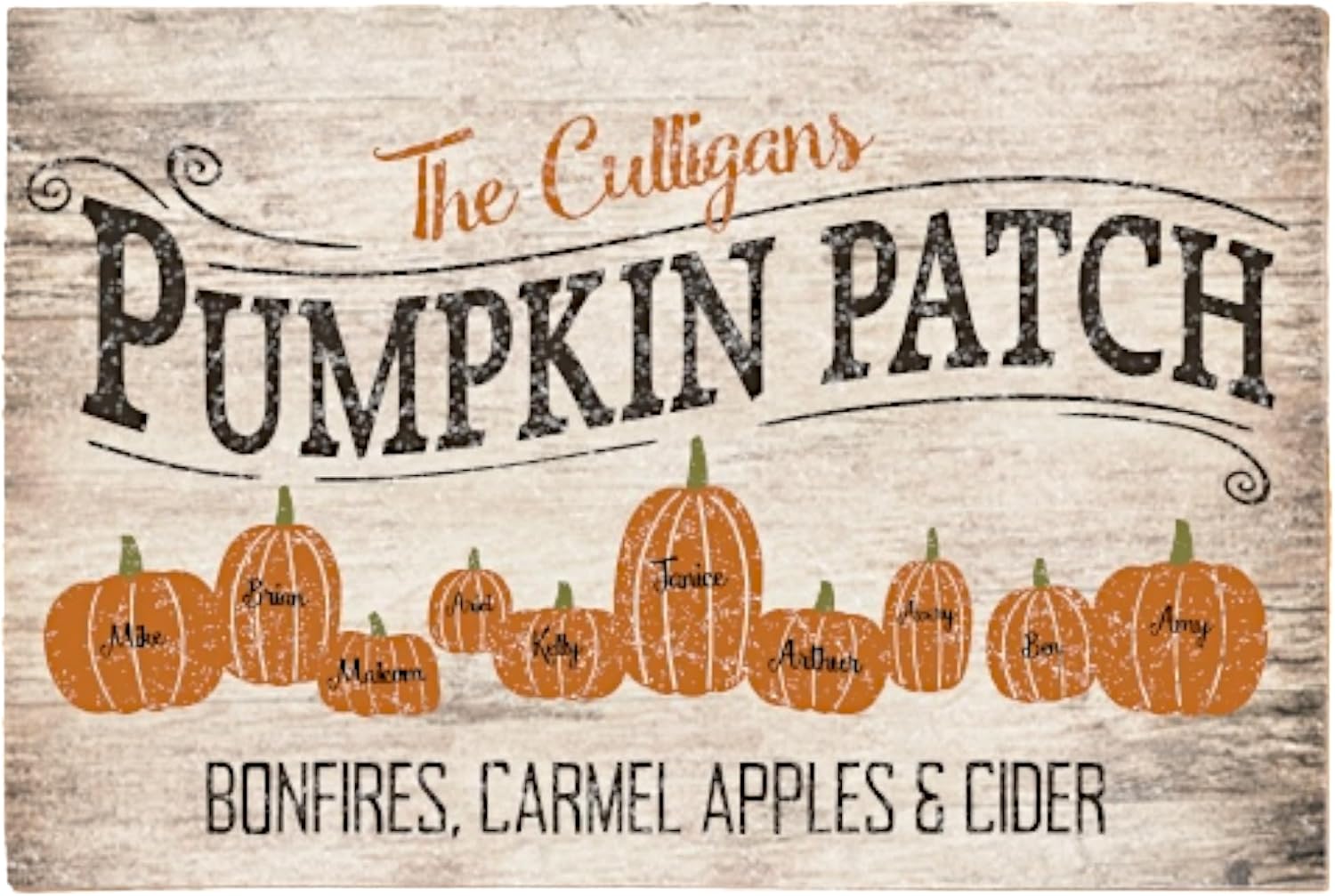 Personalization Universe Personalized Pumpkin Patch Welcome Mat - Fall, Halloween, Thanksgiving Decor - Indoor/Outdoor Non-Skid Doormat - Custom Family Name and Text - 24"x48"