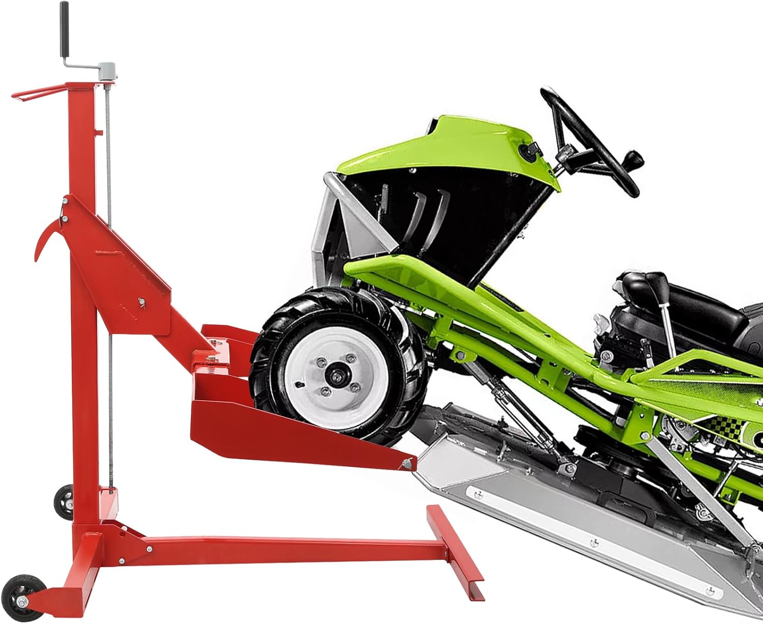 Riding Lawn Mower Lift - 750lb Capacity Heavy Duty Lawn Mower Lift with 0-24.41in Adjustable Height, Space-Saving Foldable Design for Easy Maintenance and Repairs