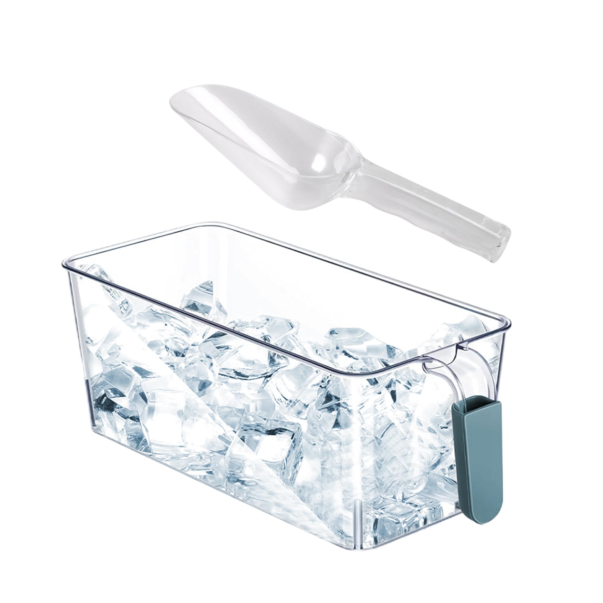CATPAN Freezer Ice Bucket with Scoop: Ice Cubes Bverage Tub,Acrylic Ice Bucket for Storing Ice Cubes Vegetables Fruits (Blue, Small)