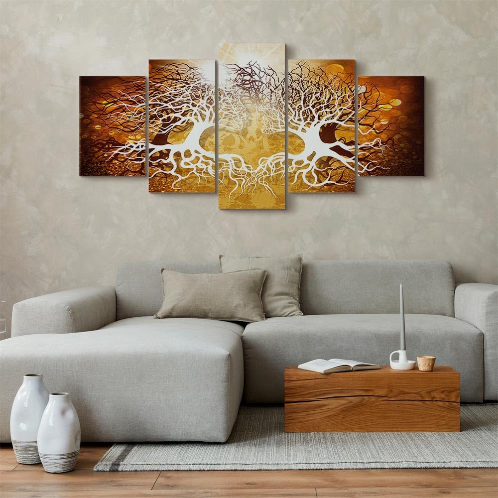 artgeist Canvas Wall Art Print Tree People 59x30 in - 5pcs Home Decor Framed Stretched Picture Photo Painting Artwork Image Kiss Couple Like Painted b-A-0284-b-n