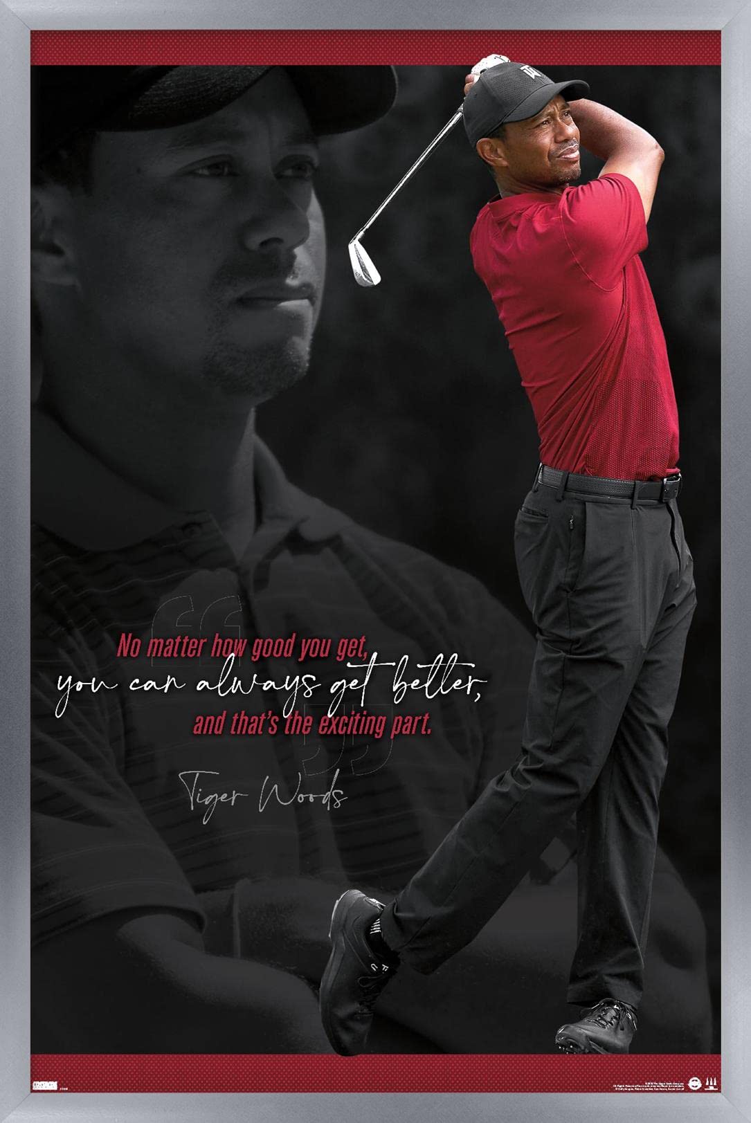 Trends International Tiger Woods - Always Get Better Wall Poster, 22.375" x 34", Silver Framed Version